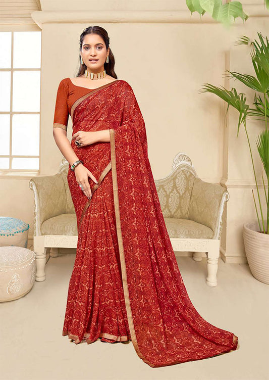 georgette red saree