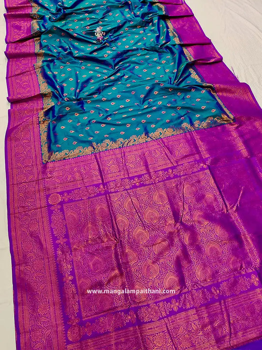 Teal and purple saree mangalam paithani saree