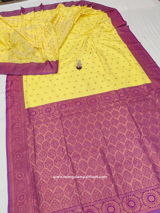 yellow paithani kanjivaram saree