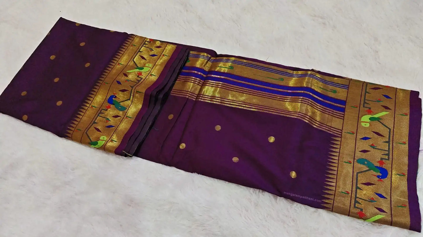 purple silk paithani saree