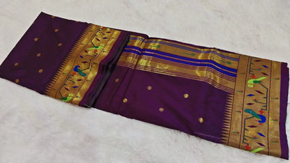 purple silk paithani saree