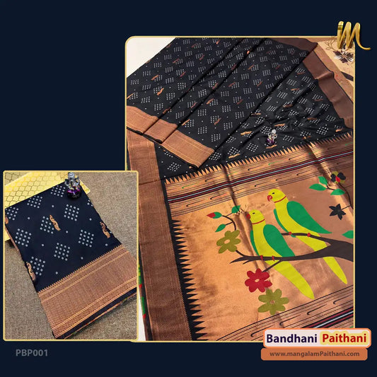 bandhani paithani saree