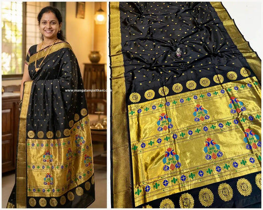 black saree yeola paithani saree mangalam paithani traditional saree