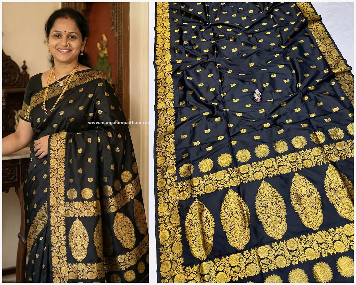 magalam paithani saree black color yeola saree