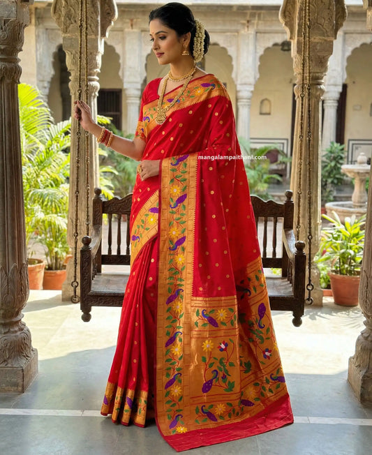 mangalam paithani silk saree for traditional puja, festivals saree