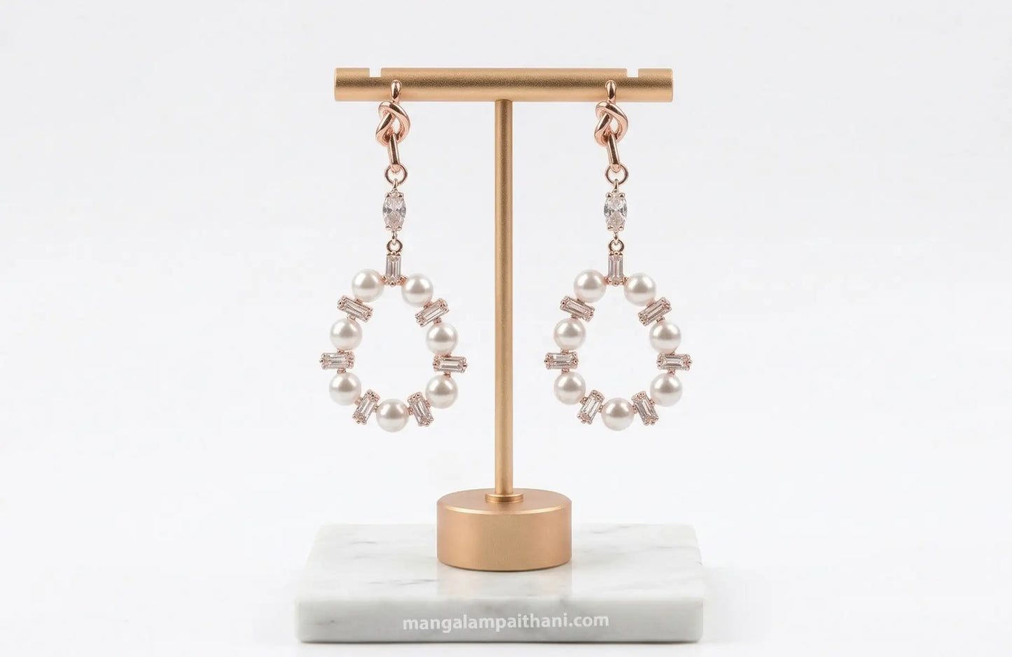 Rose gold pearl statement earrings for women