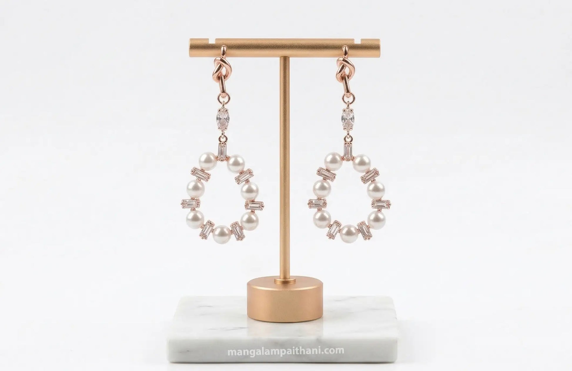 Rose gold pearl statement earrings for women