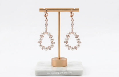 Rose gold pearl statement earrings for women