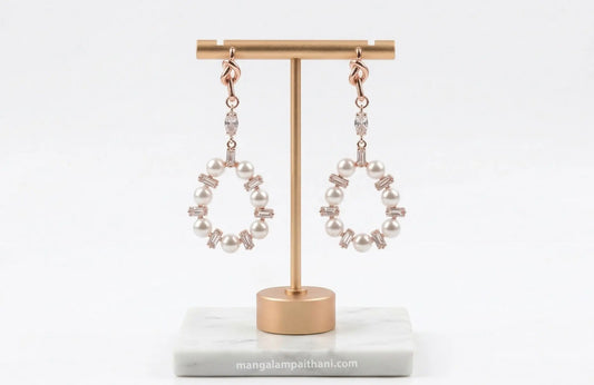 Rose gold pearl statement earrings for women