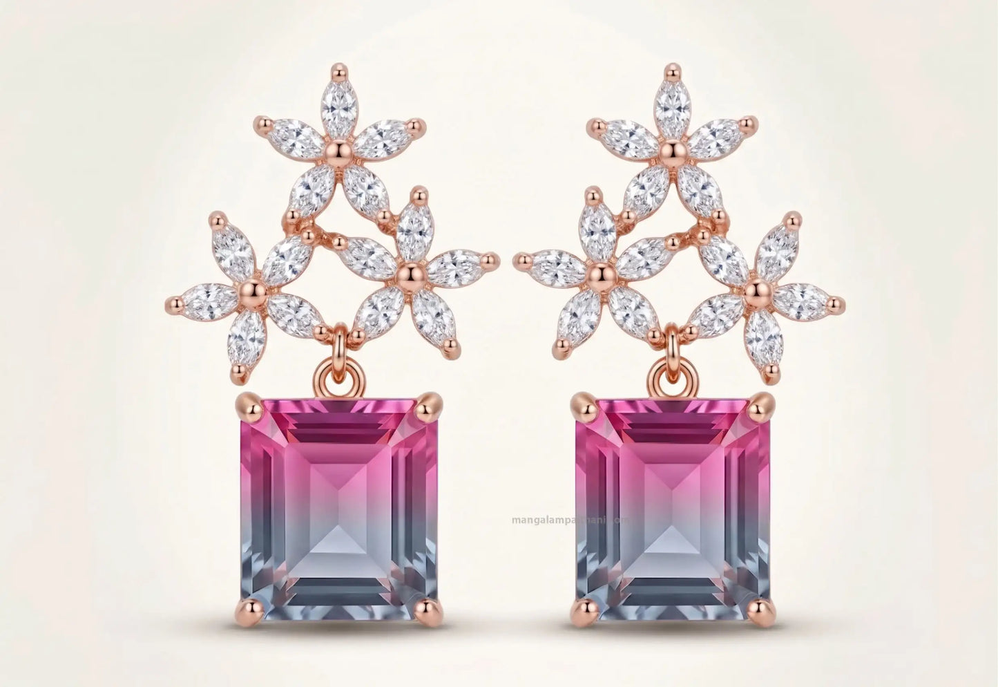 Rose gold party wear crystal earrings