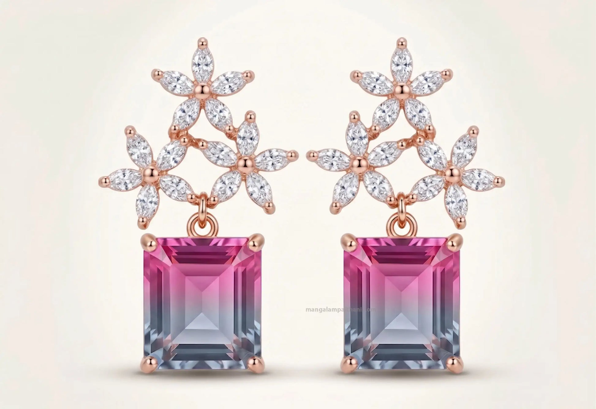 Rose gold party wear crystal earrings