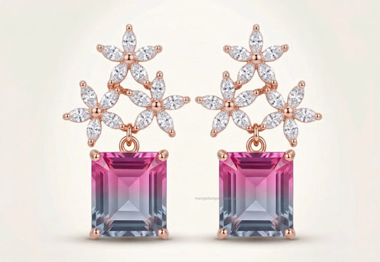 Rose gold party wear crystal earrings