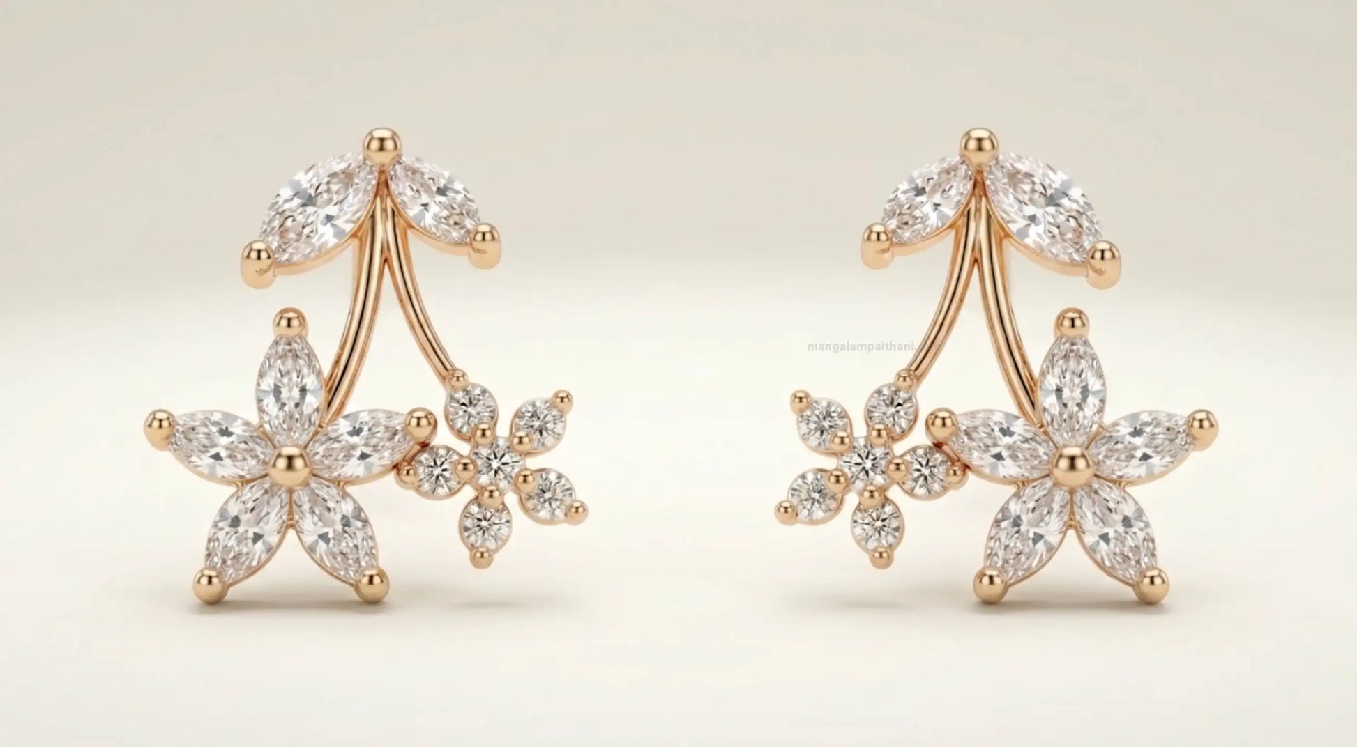 Rose gold floral earrings