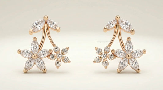 Rose gold floral earrings