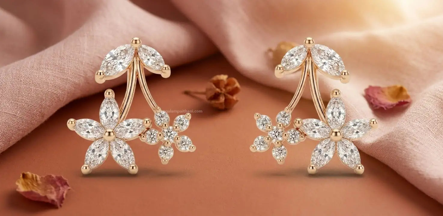Zircon flower earrings