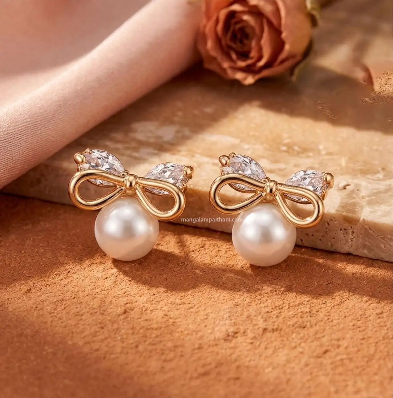 Rose gold pearl earrings