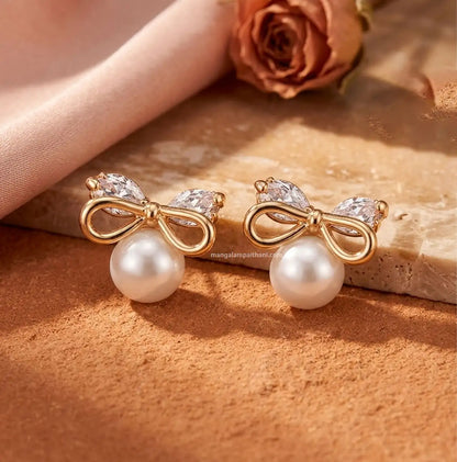 Rose gold pearl earrings