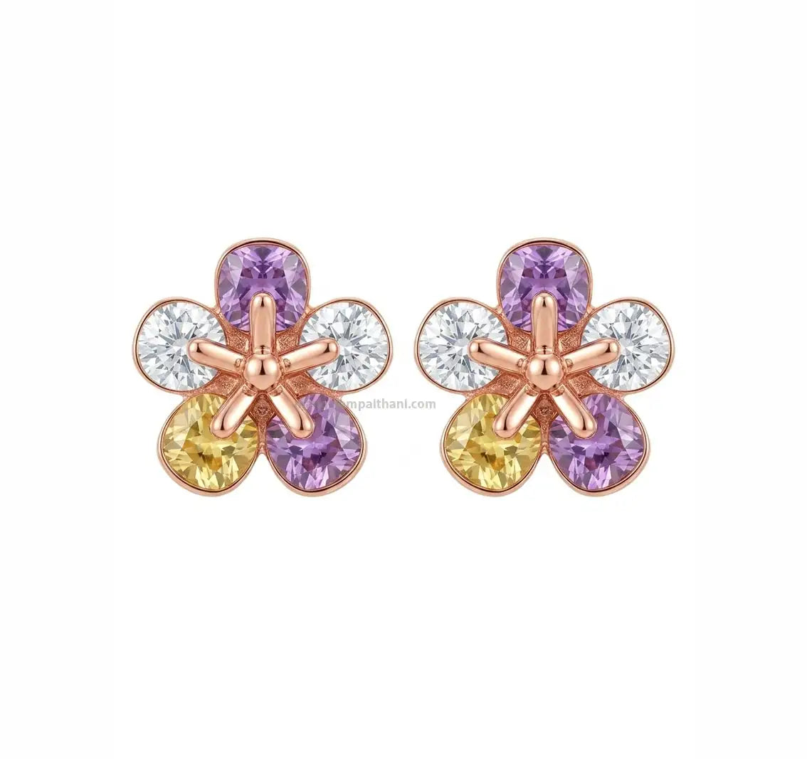 Zircon flower earrings