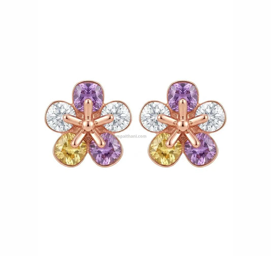 Zircon flower earrings