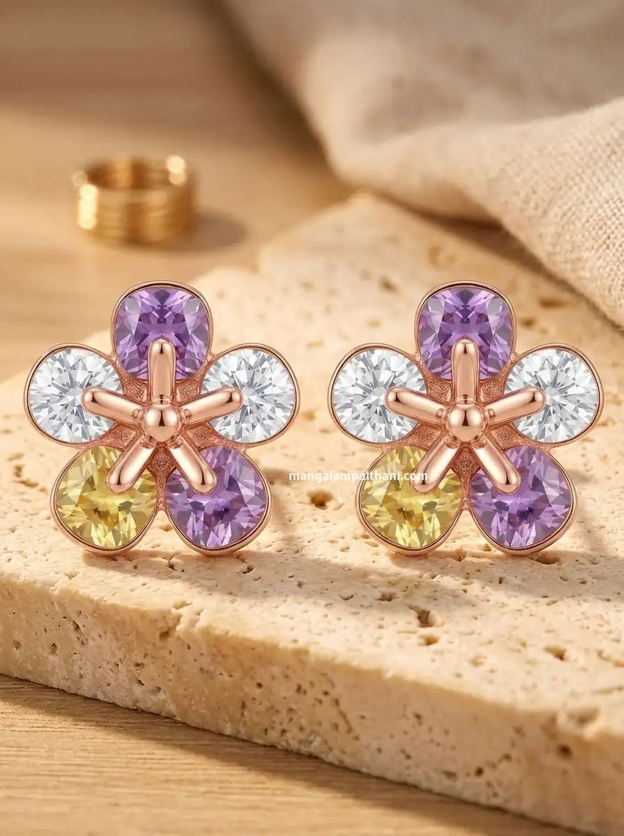 Flower stud earrings