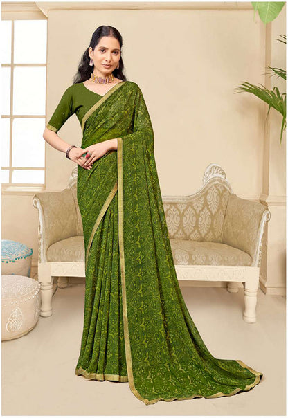 green georgette saree