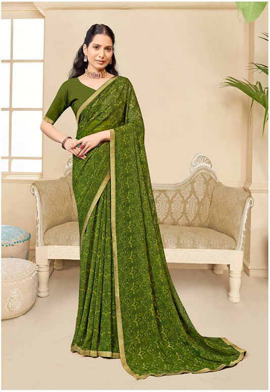 green georgette saree