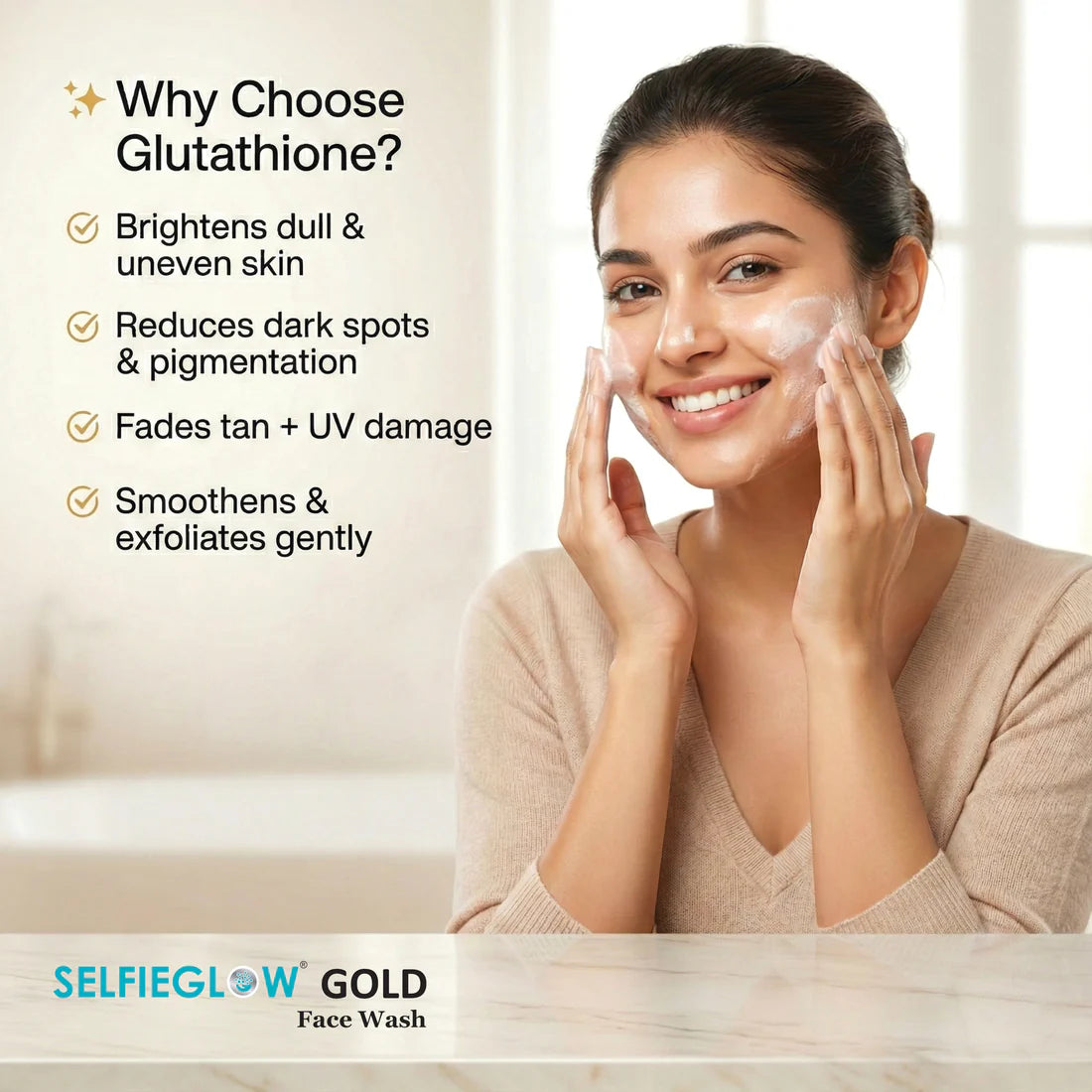 selfieglow gold glutathione face wash best skincare