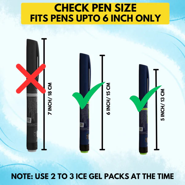 Measurement chart showing pen sizes