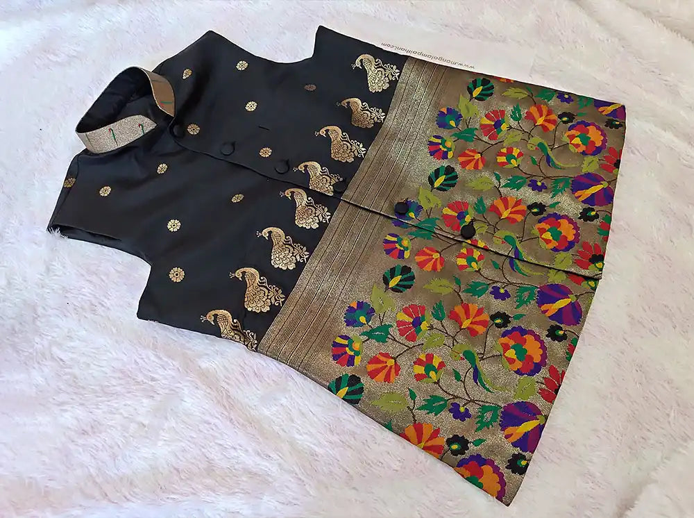 black paithani jacket for mens