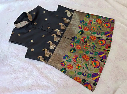 black paithani jacket for mens