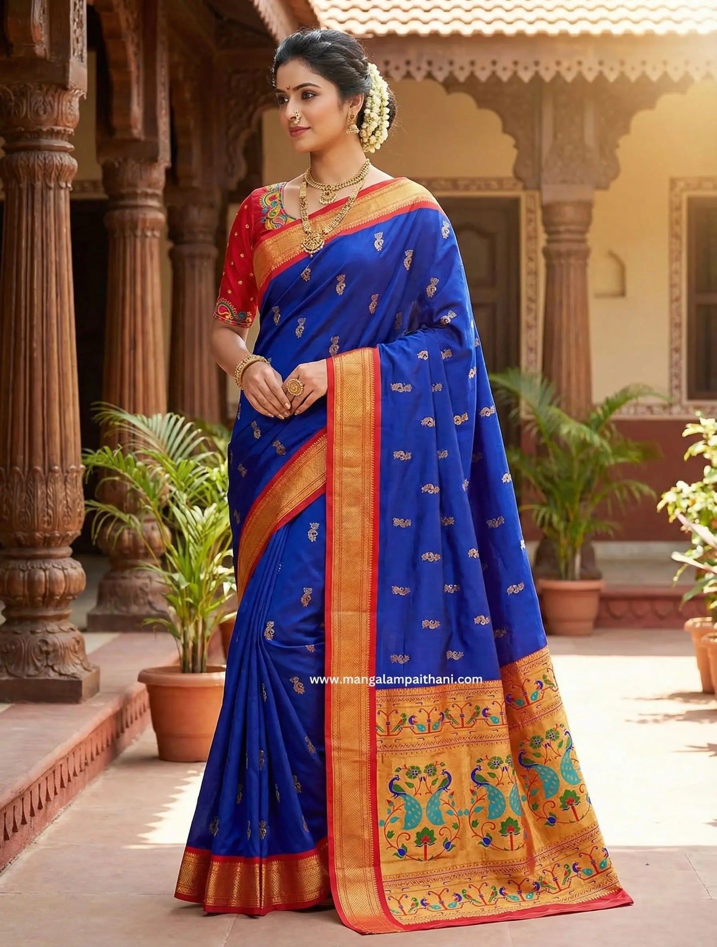 Peacock Paithani With Designer Blouse #01