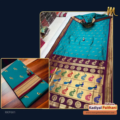 teal color yevla saree