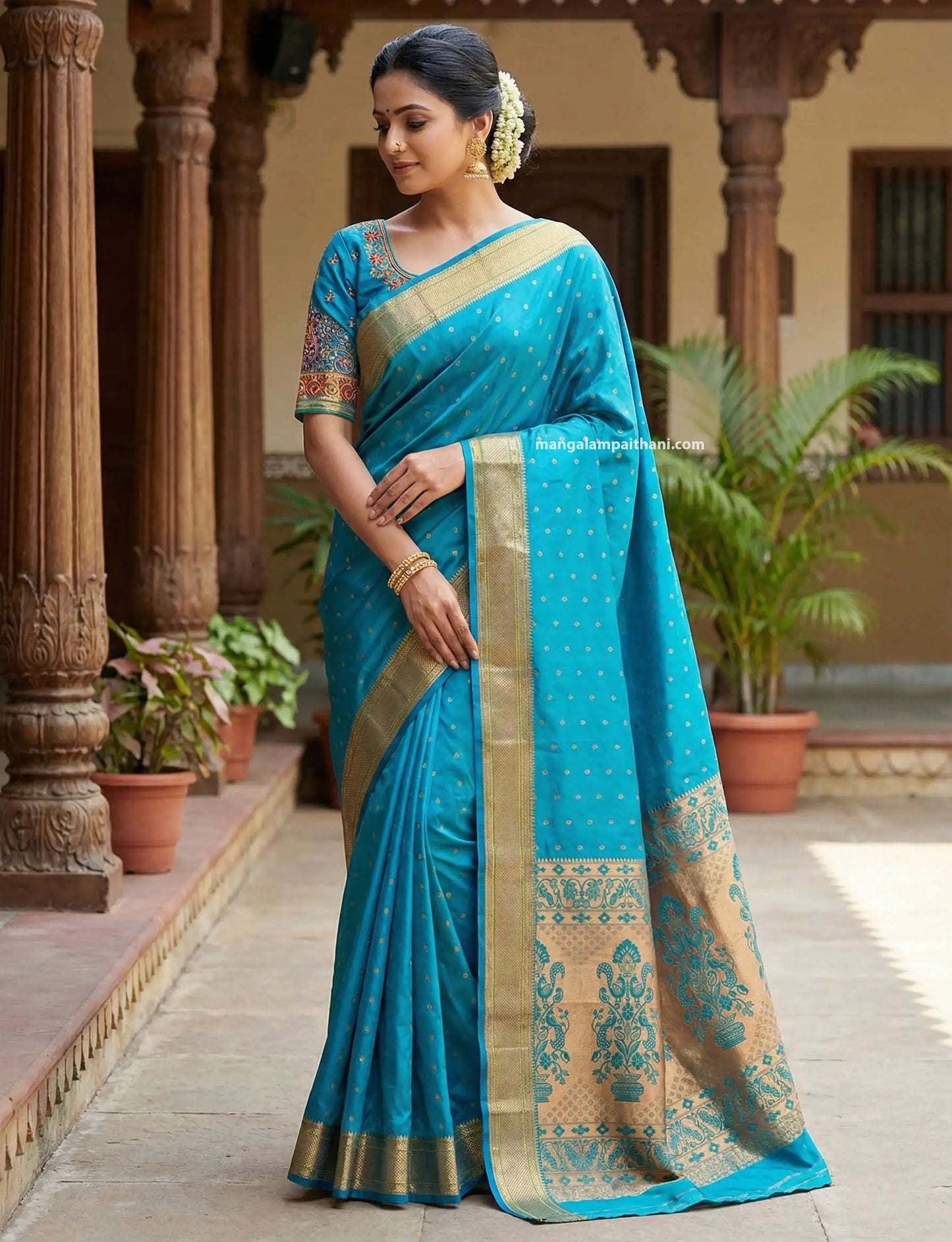 blue kalanjali paithani saree