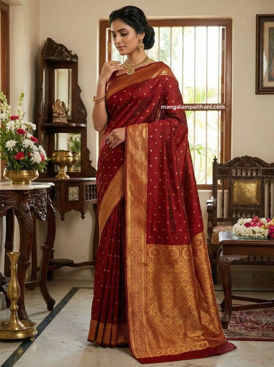 traditional maroon paithani saree
