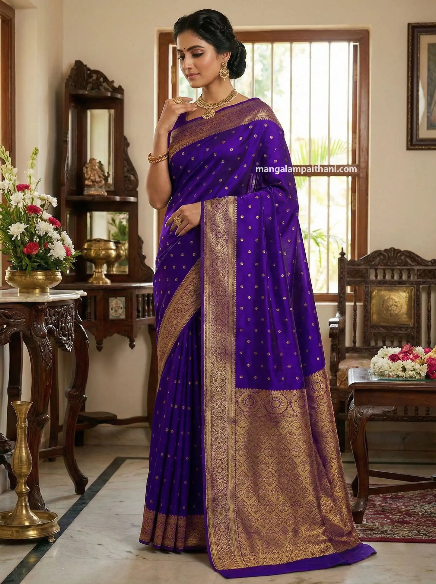purple kanjivaram paithani saree