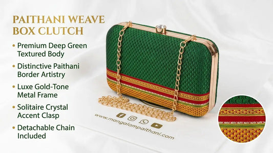 Green Khun clutch bag with golden chain