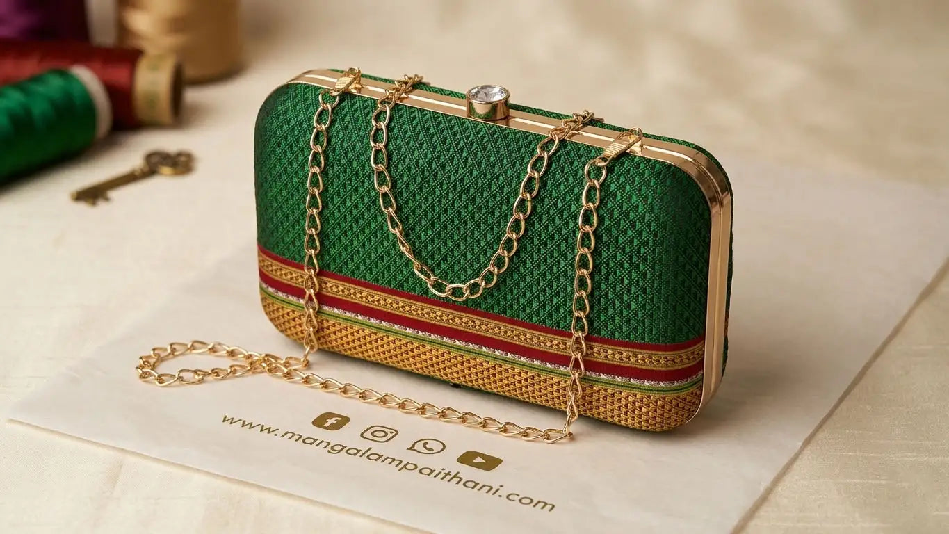 Stylish green wedding clutch for women