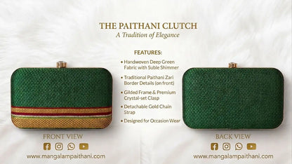 Designer green clutch with golden detailing