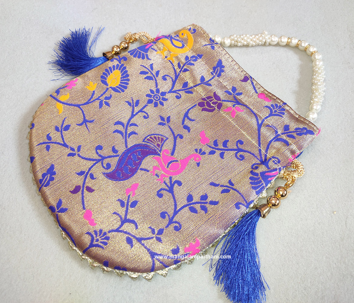 A multicolored designer women's clutch purse