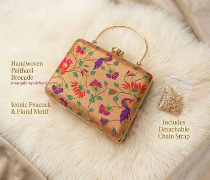 Traditional golden ethnic clutch purse for women