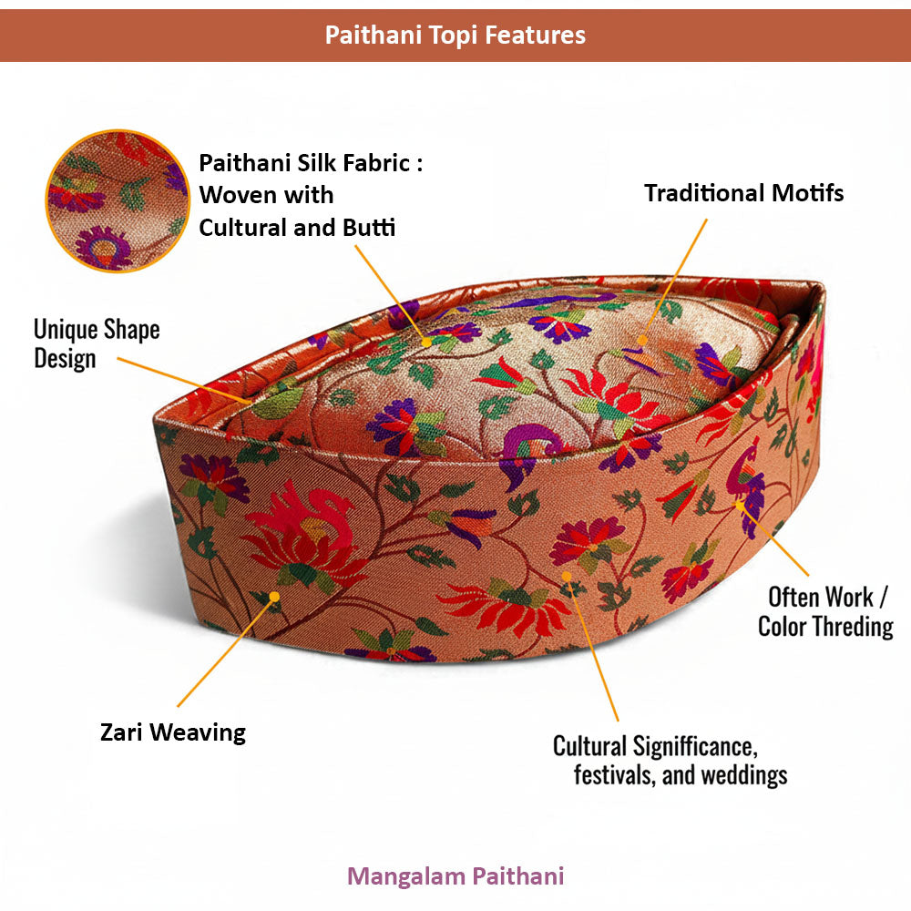golden jari topi mangalam paithani