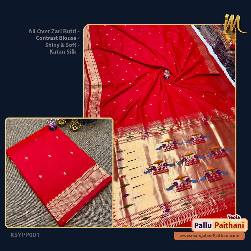 red saree katan silk saree