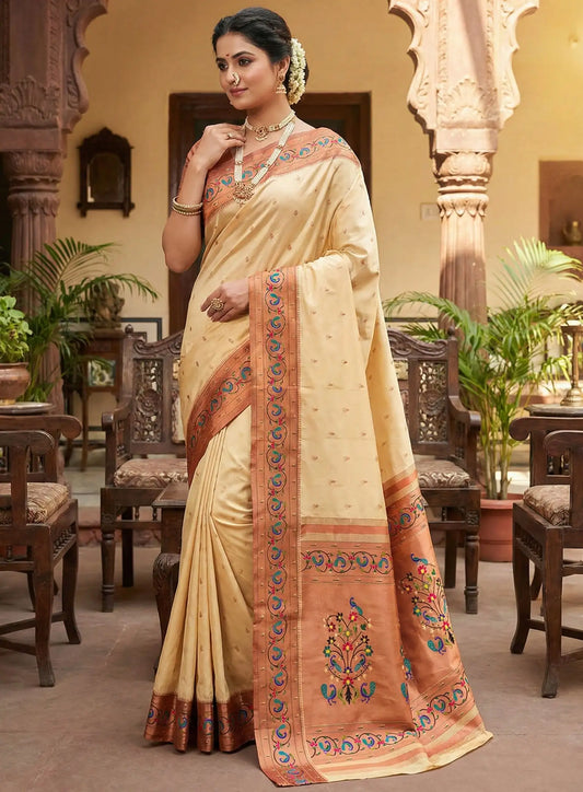 Beige traditional saree