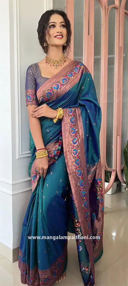 Traditional saree peacock paithani saree