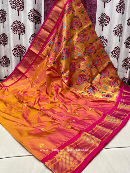 orange paithani
