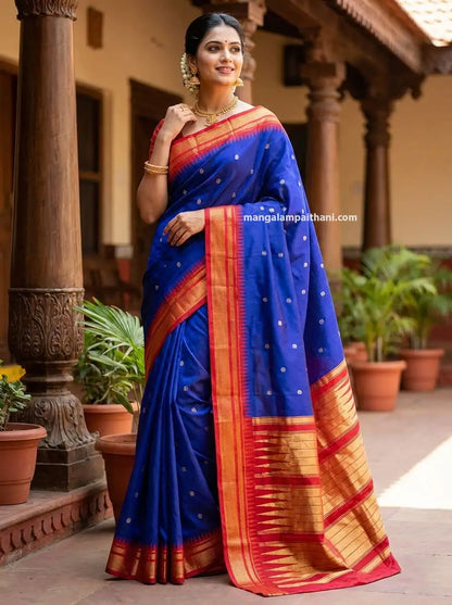 blue saree paithani silk saree