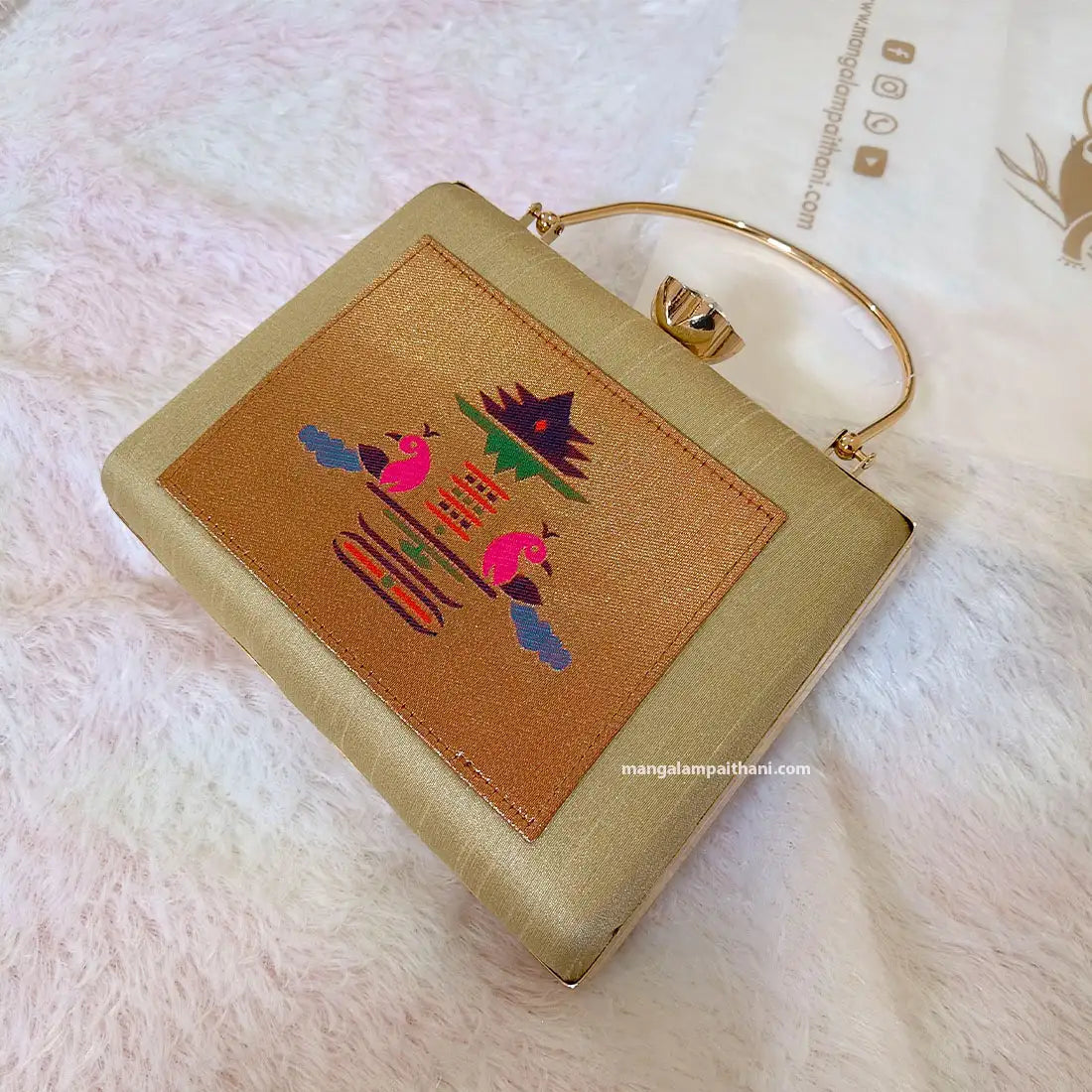 Ethnic Paithani clutch purse for women