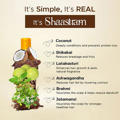 Shaastram - Coconut Shikakai, Amla Mulethi & Sandalwood Vetiver Hair Oil (180 ml) - Pack Of 3