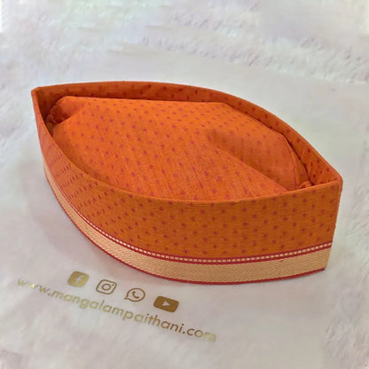 orange cotton gandhi topi for men
