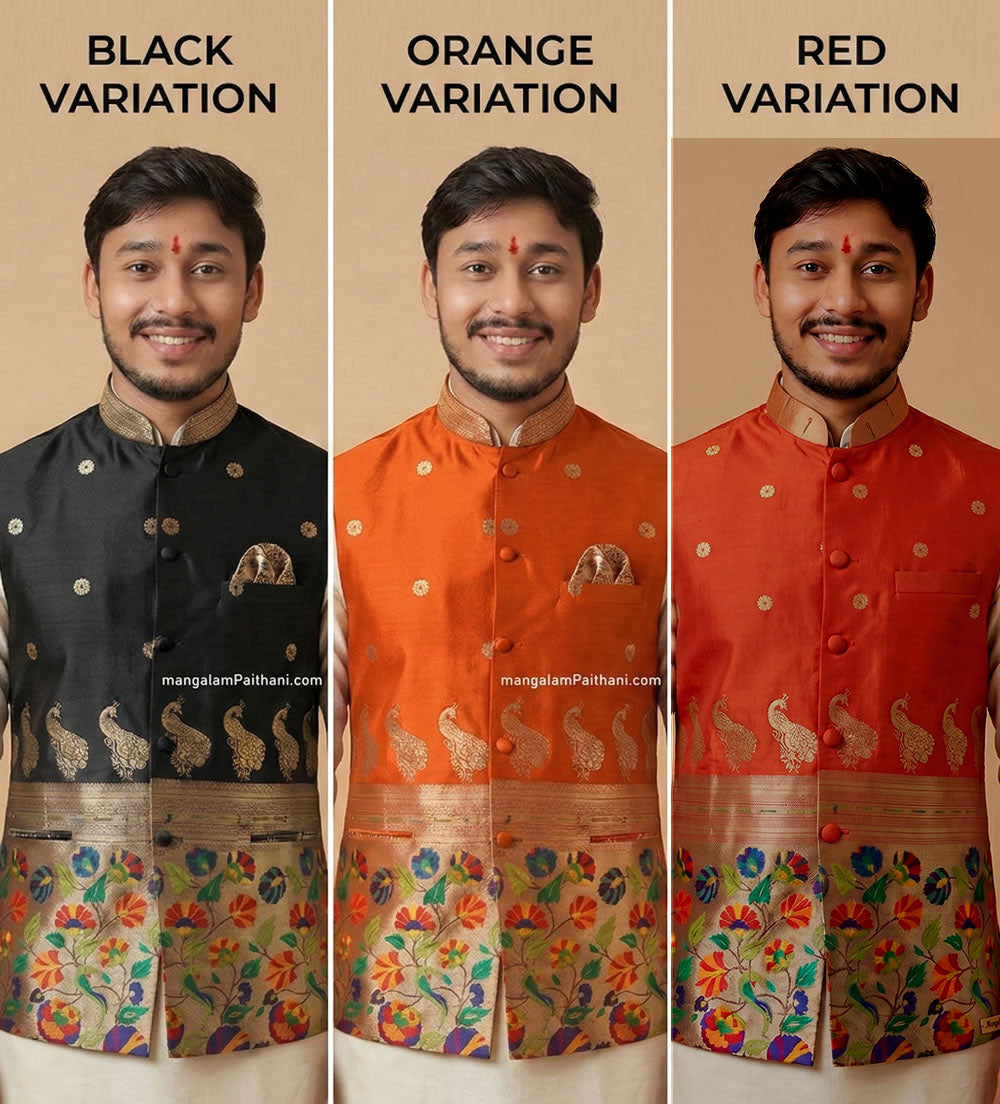 paithani jacket for mens mangalam paithani jackets koti jacket customised jacket
